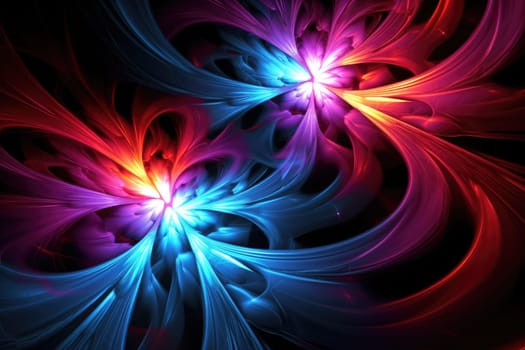 neon light dynamic fractal, futuristic abstract background illustration. Generative AI.