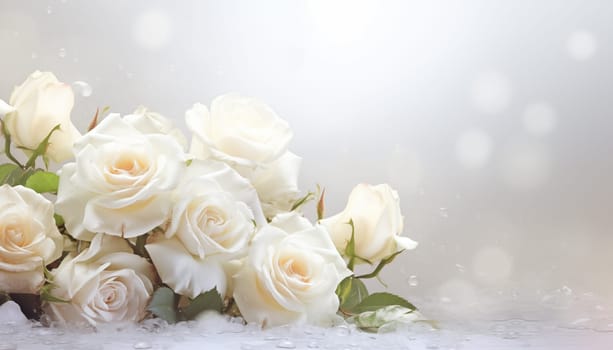 Background with white roses. High quality photo