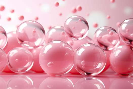 Floating pink ball shape abstract background, pink wallpaper with pink balls.