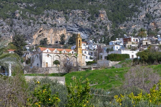 old church in a village in the mountains of Northern Cyprus in winter 1