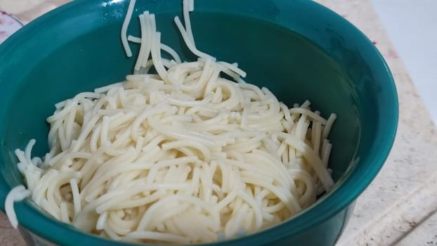 vermicelli in a green plate food. High quality photo