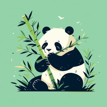 Panda and bamboo. A symbol of nature. High quality illustration