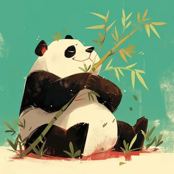 Panda and bamboo. A symbol of nature. High quality illustration