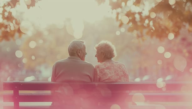 An elderly couple is sitting in the park. High quality photo