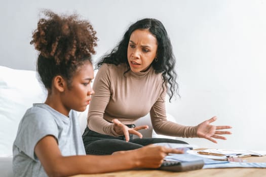 Stressed African American women has financial problems with credit card debt to pay crucial show concept of bad personal money and mortgage pay management crisis.