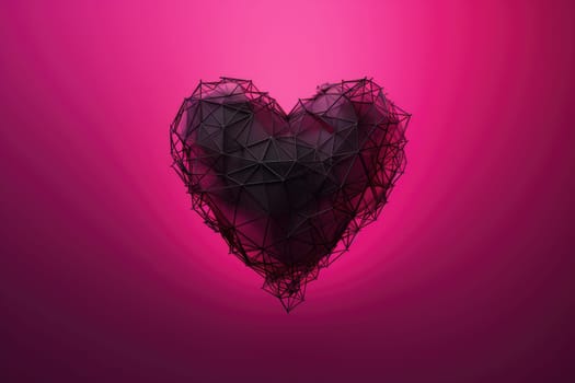 a black heart with red hearts on pink backgroud . AI generative.