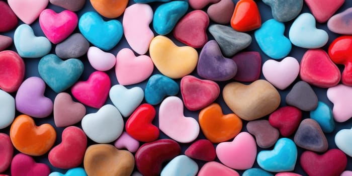 Colorful heart background for Valentine's Day. Generative AI.