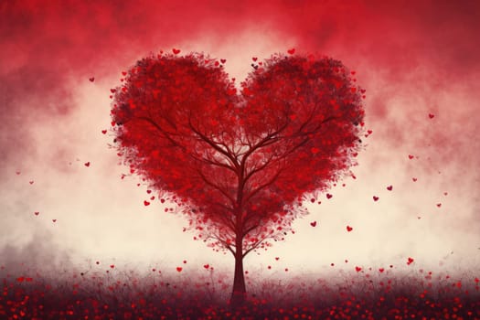 hearts and love background in red tones, valentine's day card, .generative ai.