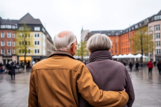 Elderly Couple Embraces Tenderly, Wrapping Each Other in Love's Warmth, AI generated.