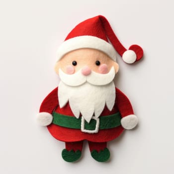 2d felt Christmas ornament, elf, Santa Claus decorated isolated white background . Generative ai.