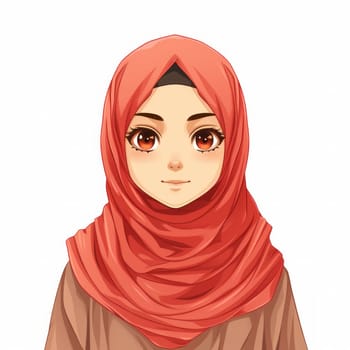 Illustration of a muslim woman isolated on white background.