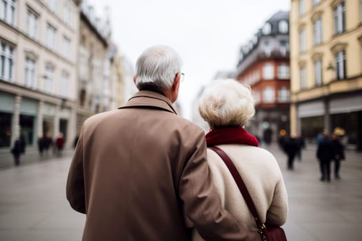 Elderly Couple Embraces Tenderly, Wrapping Each Other in Love's Warmth, AI generated.