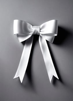 white bow on a gray background. selective focus. happy.