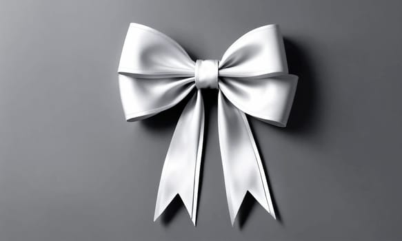 white bow on a gray background. selective focus. happy.