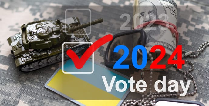 camouflage and war against the background of elections. High quality photo
