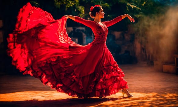 girl dancing flamenco dance. Selective focus. people.