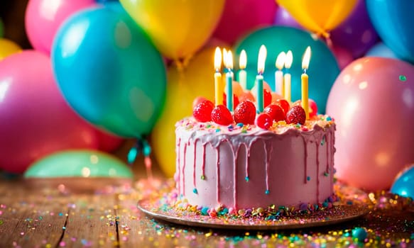 birthday cake with candles. Selective focus. happy.