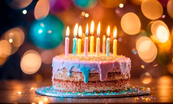 birthday cake with candles. Selective focus. happy.