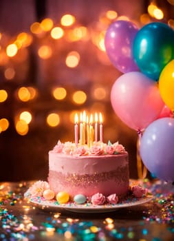 birthday cake with candles. Selective focus. happy.