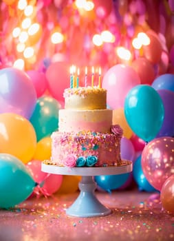 birthday cake with candles. Selective focus. happy.