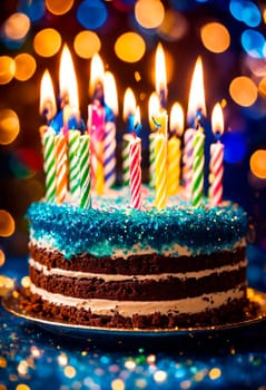 birthday cake with candles. Selective focus. happy.