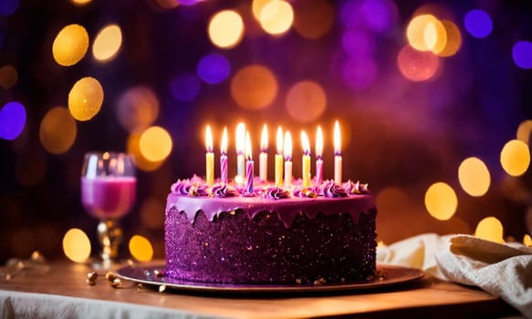 birthday cake with candles. Selective focus. happy.