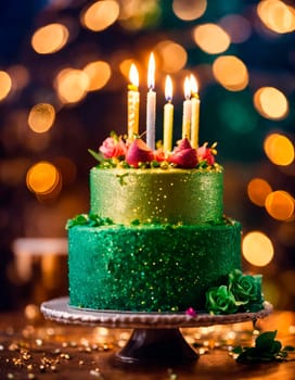 birthday cake with candles. Selective focus. happy.