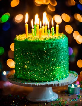 birthday cake with candles. Selective focus. happy.