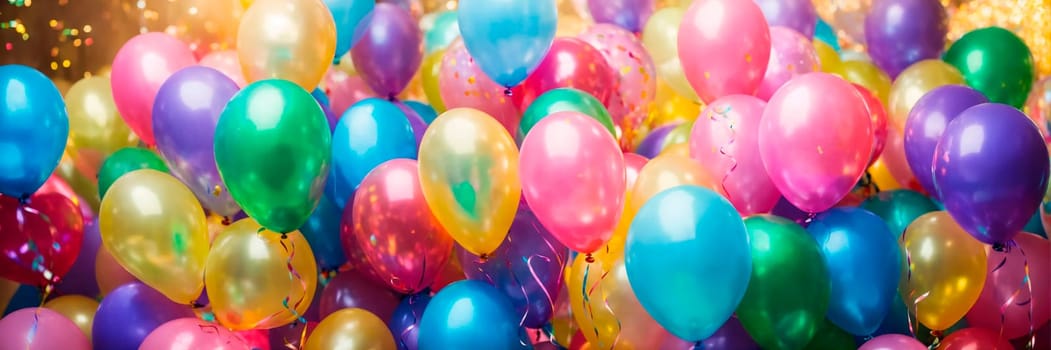 airy multi-colored holiday balloons. Selective focus. happy.