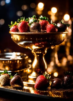 strawberries in chocolate. Selective focus. food.