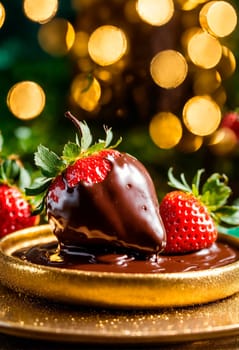 strawberries in chocolate. Selective focus. food.