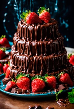 strawberries in chocolate. Selective focus. food.