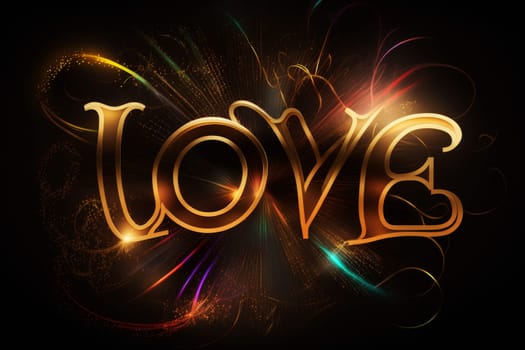 The word love on sky made of many fireworks, generative ai.