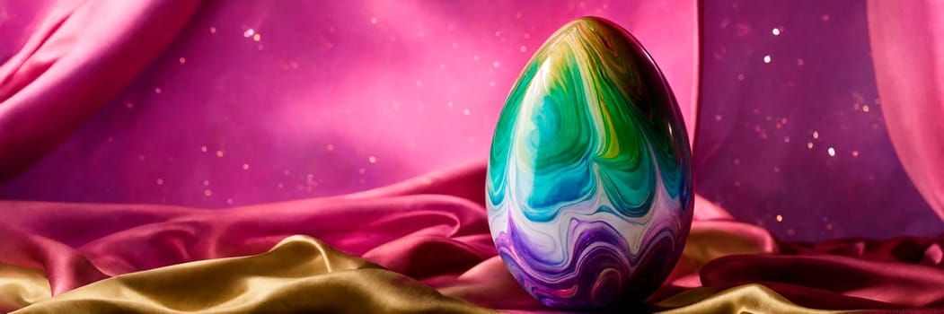 holographic Easter eggs on a shiny background. Selective focus. nature.