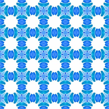 Textile ready neat print, swimwear fabric, wallpaper, wrapping. Blue cool boho chic summer design. Summer exotic seamless border. Exotic seamless pattern.