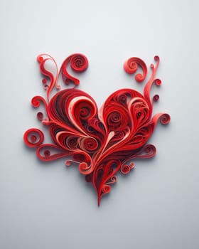 twirled ribbon shaped red hearts on solid background 3d illustration love concept ai generated art
