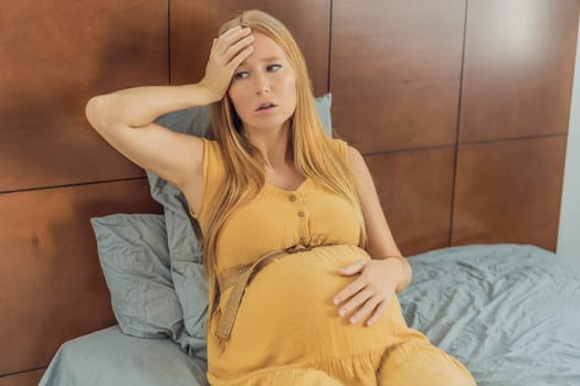 Expectant woman experiences discomfort, feeling unwell during pregnancy.