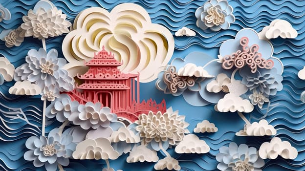 Explore the beauty of nature with intricate paper cutting 3D mountains, capturing the essence of serene landscapes in a unique artistic form.