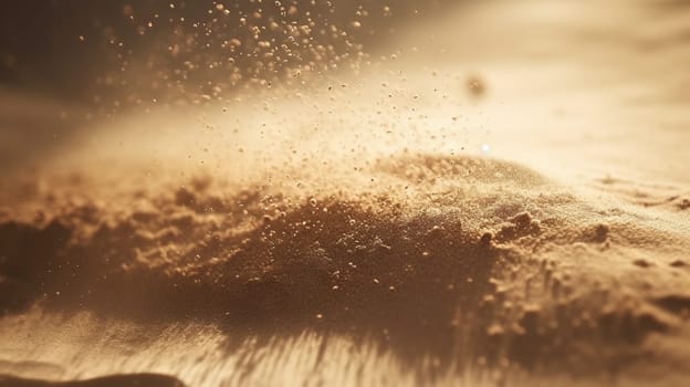 Dust particles sprayed by the wind. Sand on the ground or dust on the floor. Generative AI