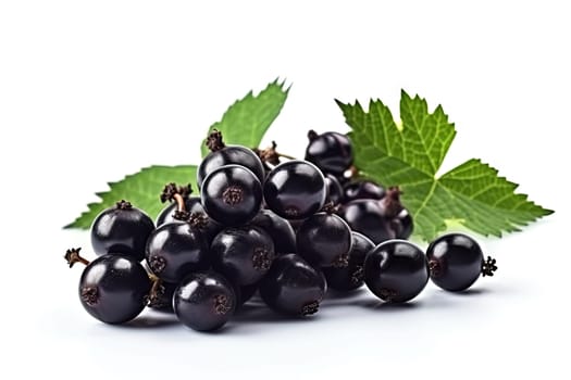 Black currant on background. Juicy black berries, fresh and sweet. Generated AI