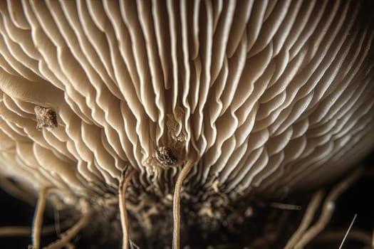 Abstract boletus mushroom. Big fungus with mushroom plates close up image. Generated AI