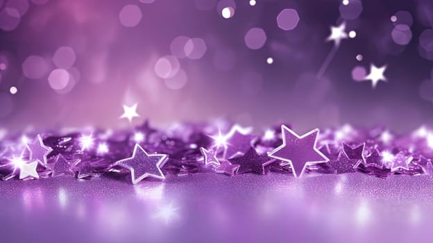 Abstract shiny background with purple glitter. Scattered confetti sparkles with light purple color. Generated AI