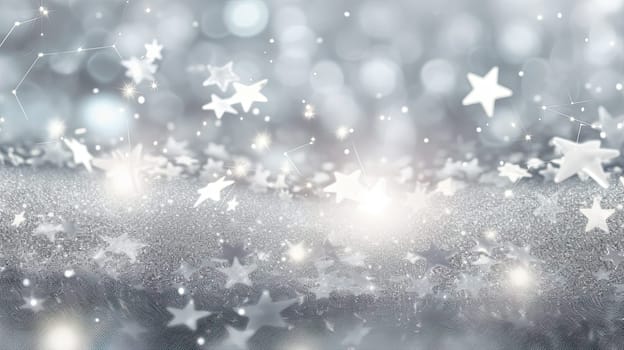 Abstract shiny background with silver glitter. Scattered confetti sparkles with light blue pastel color. Generated AI