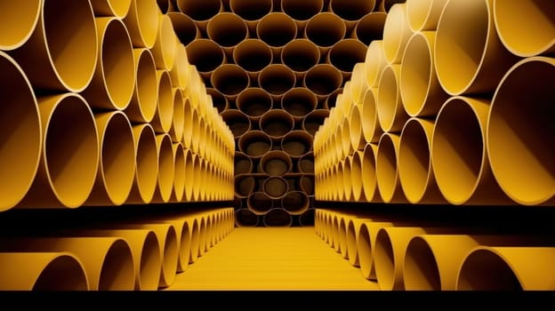 Industrial plant background with shiny pipes. Generated AI
