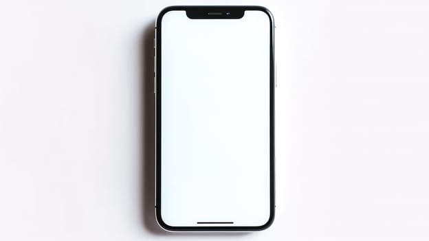 Mockup of a phone with a blank white screen, perfect for showcasing app designs, website layouts, or digital content in a professional manner.