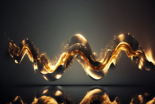 Technology abstract with shiny data wave flow. Science concept with glowing wires connected on futuristic background. Generated AI