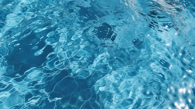 Ripples on the blue pool water. Shiny waves of clean pool water. Generated AI