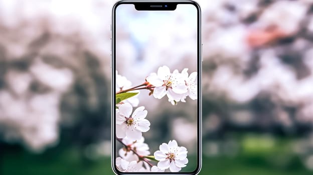 A smartphone featuring a beautiful screen saver, adding a touch of elegance and style to modern digital devices. Ideal for technology themed designs.