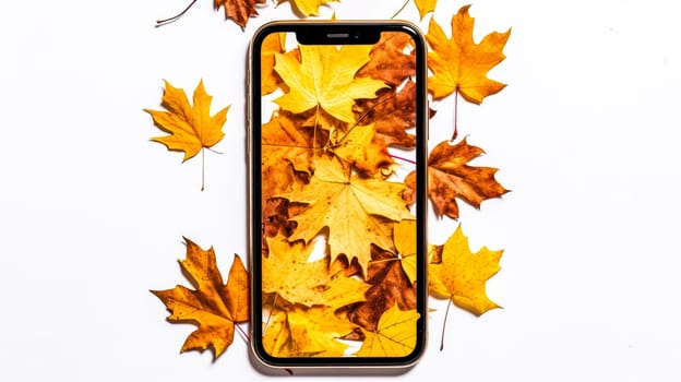 A smartphone featuring a beautiful screen saver, adding a touch of elegance and style to modern digital devices. Ideal for technology themed designs.