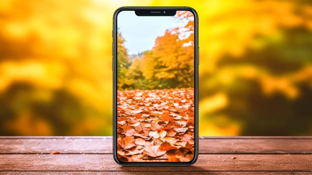 A smartphone featuring a beautiful screen saver, adding a touch of elegance and style to modern digital devices. Ideal for technology themed designs.